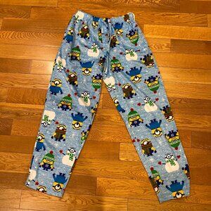 Minions Despicable Me Winter Christmas Holiday Fleece Pajama Pants Small NWT‎
